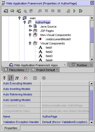 This figure shows the AuthorPage Explorer node and its property sheet. 