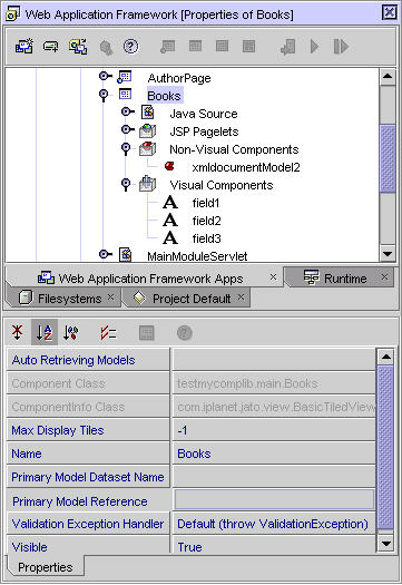 This figure shows the Books TiledView Explorer node and its property sheet. 