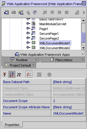 This figure shows the two XML Document Models that were just created: XMLDocumentModel1 and XMLDocumentModel2.