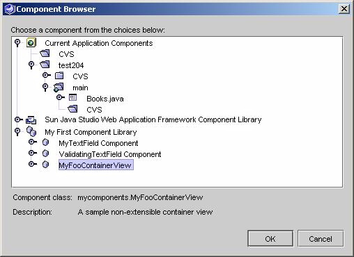 This figure shows the non-extensible Model component browser. This figure shows the non-extensible ContainerView component browser. This figure shows the non-extensible Command component browser. 