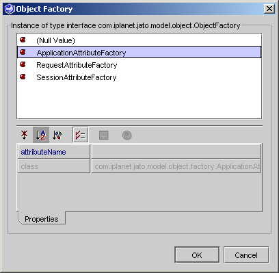 This figure shows the Dedicated ConfigurableBean editor (example property, Object Factory). This figure shows the Shared ConfigurableBean editor (example property, Model Reference). This figure shows the Shared ConfigurableBean editor displaying the "existing" shared-instance drop-down list. This figure shows the Shared ConfigurableBean editor with the "create new" shared instance selected. 