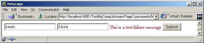 This figure shows the Page 1 output redisplayed with the text of the Validation Error Message property.