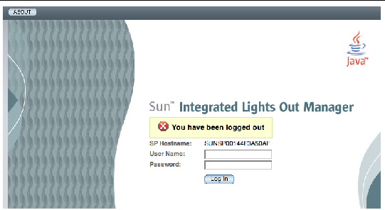The image shows the ILOM web interface logout confirmation screen.