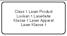 Gráfico que muestra la declaración sobre productos láser de clase 1