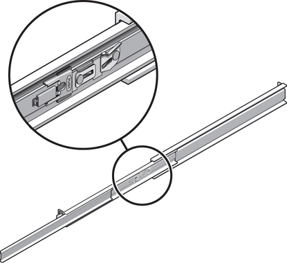 image:Figure shows the metal lever location near the rear end of the mounting bracket
