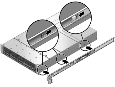 Figure shows the mounting bracket attaching to the locating pins on the side of the chassis