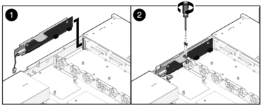 Figure showing installation of a paddle cardin a T5120 server.