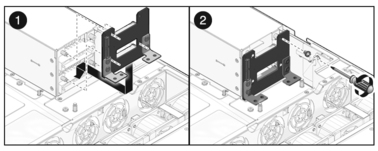 Figure showing installation of a power supply backplane in a T5220 server.