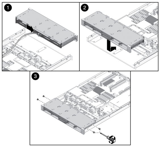 Figure showing instawllation of the hard drive cage.