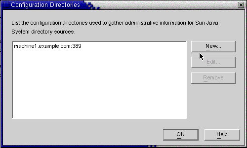 Use the New Configuration Directory dialog box to specify a new configuration directory.