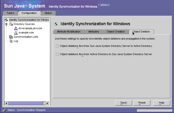 Use this panel to control how deleted user entries  are propagated between systems.