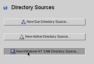 Click the New Windows NT SAM Directory Source button to create a  Windows NT directory source.