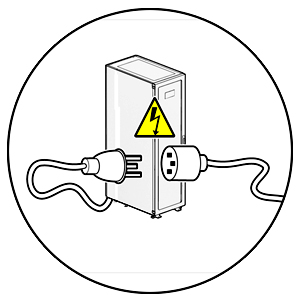 image:Figure generically showing how to disconnect the main power                                 lead cords from the AC power source.