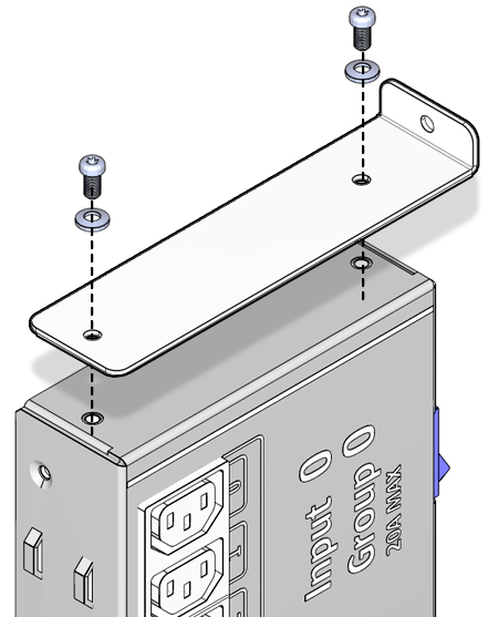 image:Figure showing how to remove the top mounting bracket from the                             compact PDU.