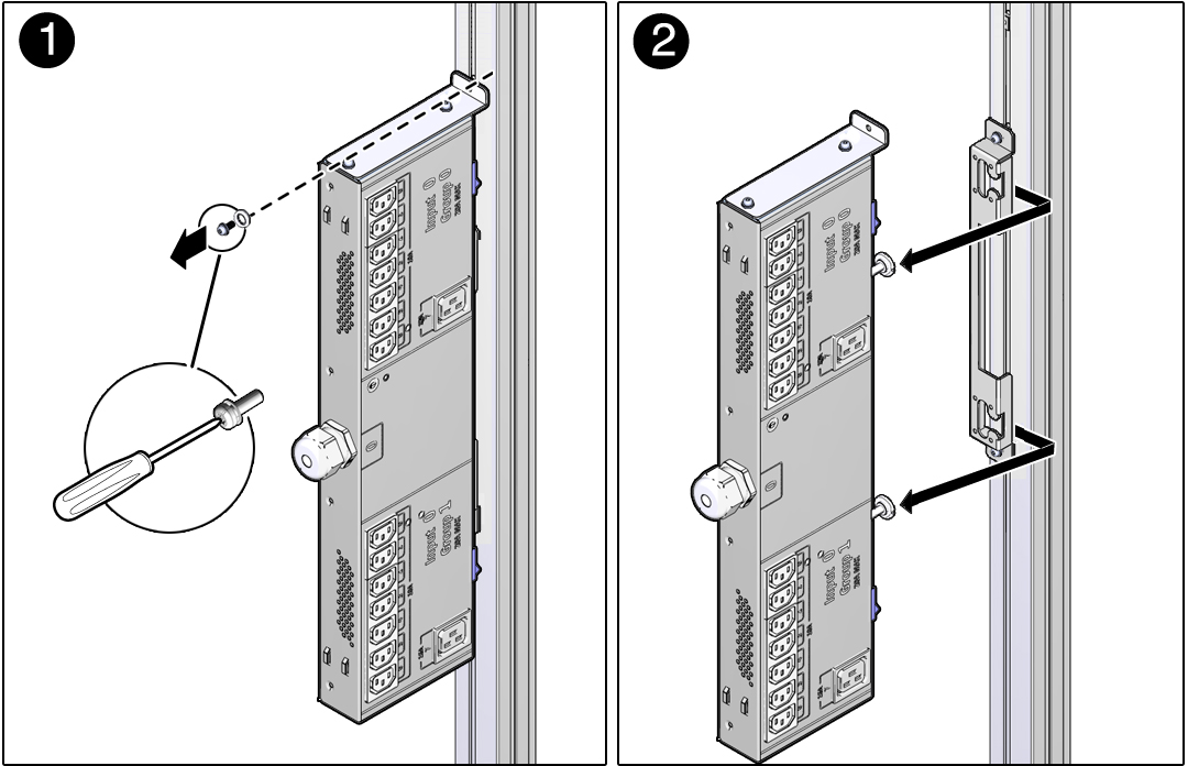 image:Figure showing how to remove the compact PDU from the                             rack.