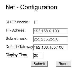 image:Figure showing how to set the Static IP network                                         configuration parameters.