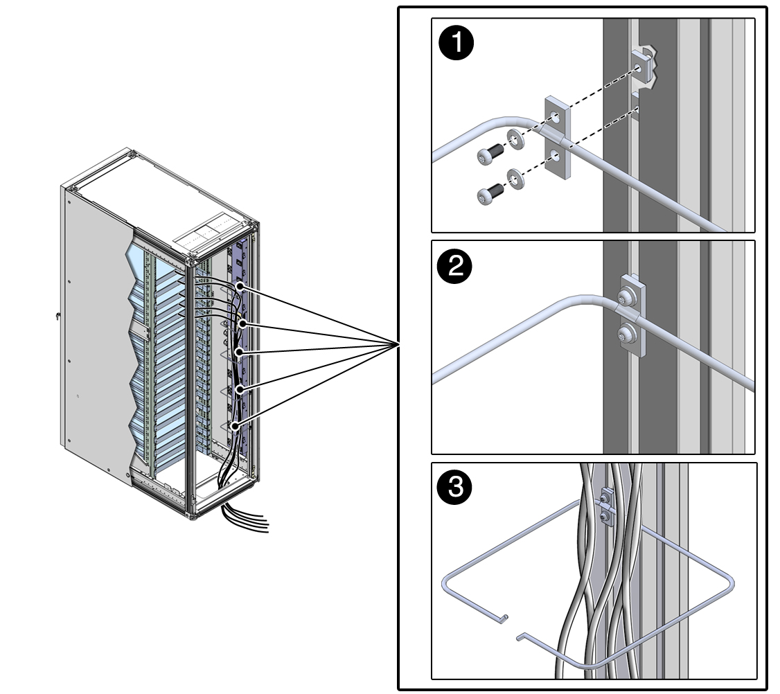 image:Figure showing how to install a cable management hook.