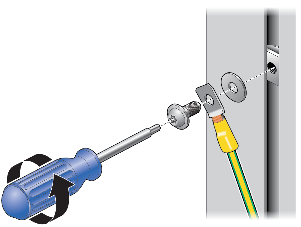 image:Figure showing how to remove a grounding strap from the                                 rack.