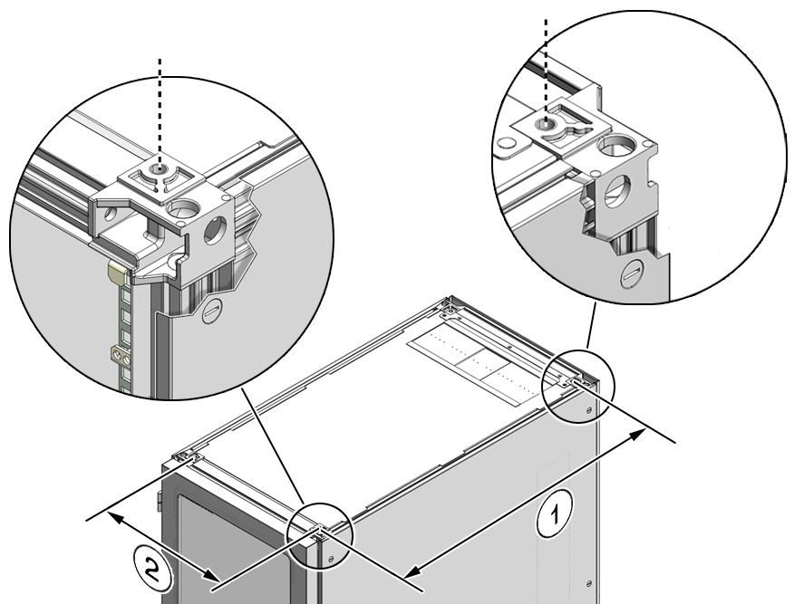 image:Figure showing the locations and dimensions of the top mounting holes.