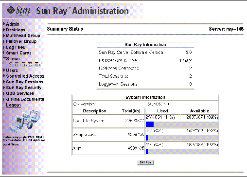 As usual, it is preferable to use the utadmin command rather than this visual display.