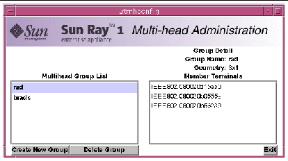 As in other cases, use the utadm and utmh commands instead of the Admin GUI to administer multihead configurations.