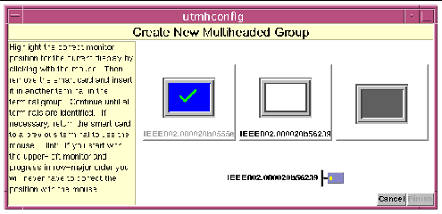 As in other cases, use the utadm and utmh commands instead of the Admin GUI to administer multihead configurations.