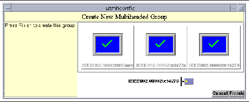 As in other cases, use the utadm and utmh commands instead of the Admin GUI to administer multihead configurations.