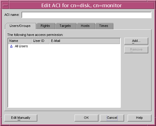 The visual editor helps you construct ACIs.

