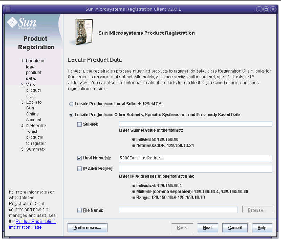 Figure shows where to specify host name for locating 5800 system.