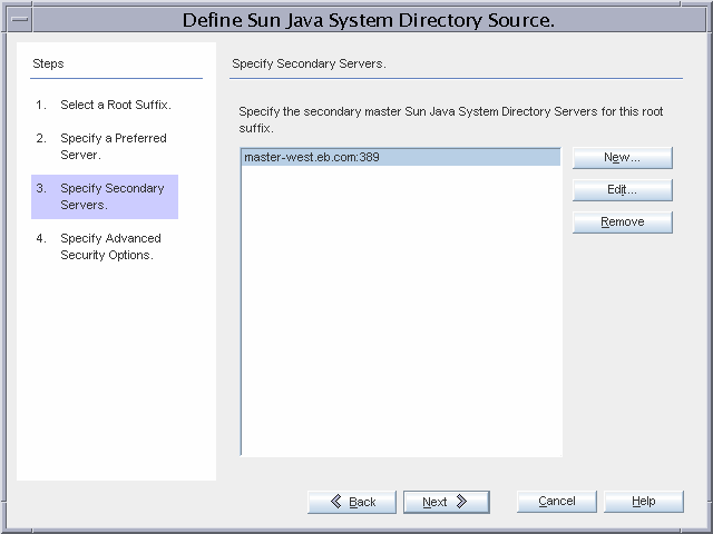 Specifying the Secondary Master Directory Server