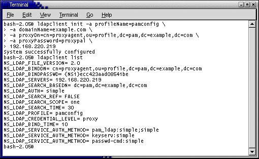 Example ldapclient Command