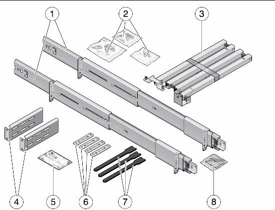 Figure shows the slide assemblies and related parts. 