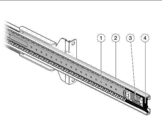 Figure showing the bearing car in full forward position inside the slide rail.