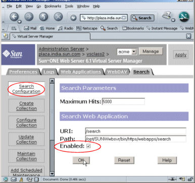Figure showing the Search Configuration page.
