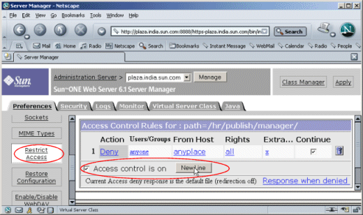 Figure showing the Access Control Ruled for page.
