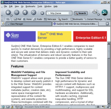 Figure showing the index page of the default web server.