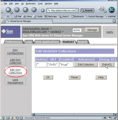 Figure showing the Edit DAV Collections page.