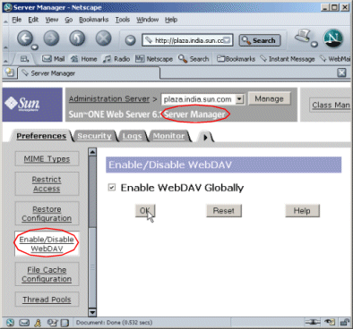 Enable/Disable WebDAV at global level