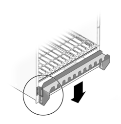Figure showing front cable management bracket in lower position,