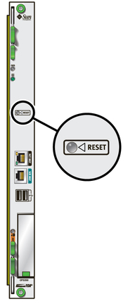 Figure showing Reset button on front of blade server.