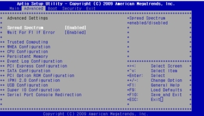 Figure showing BIOS Advanced Configuration Menu