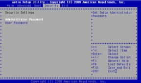 Figure showing BIO Security Settings menu.