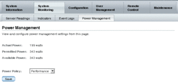 image:Screen shot showing power management web interface page.