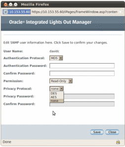 image:Add or edit SNMP user dialog