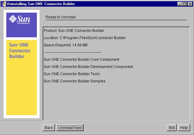 Figure shows Connector Builder Components to Uninstall Screen
