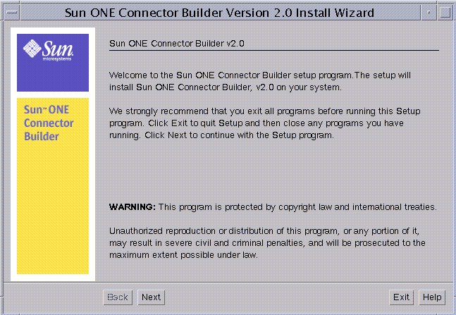 Figure shows Connector Builder Welcome Message
