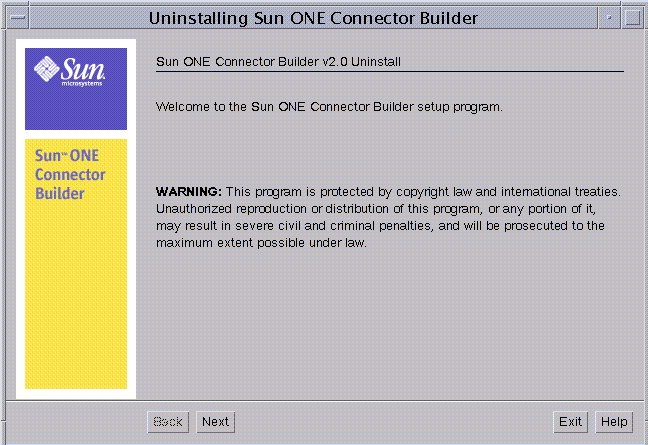 Figure shows Connector Builder Uninstall Screen
