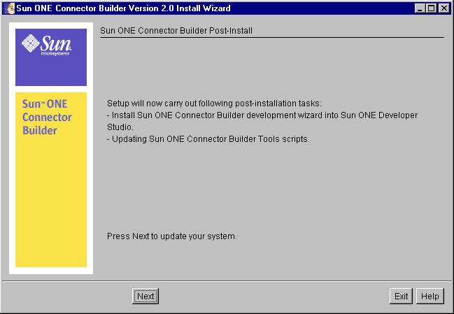 Figure shows Connector Builder System Update Screen
