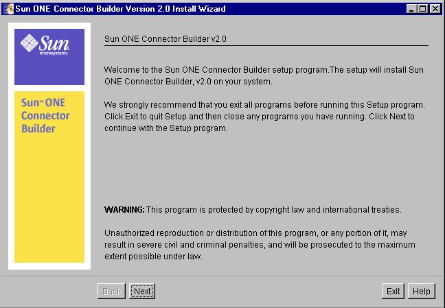 Figure shows Connector Builder Welcome Message

