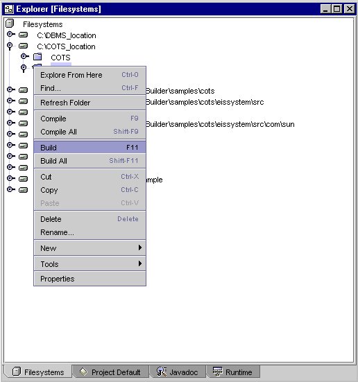 Figure shows Menu Selction for Build Option
